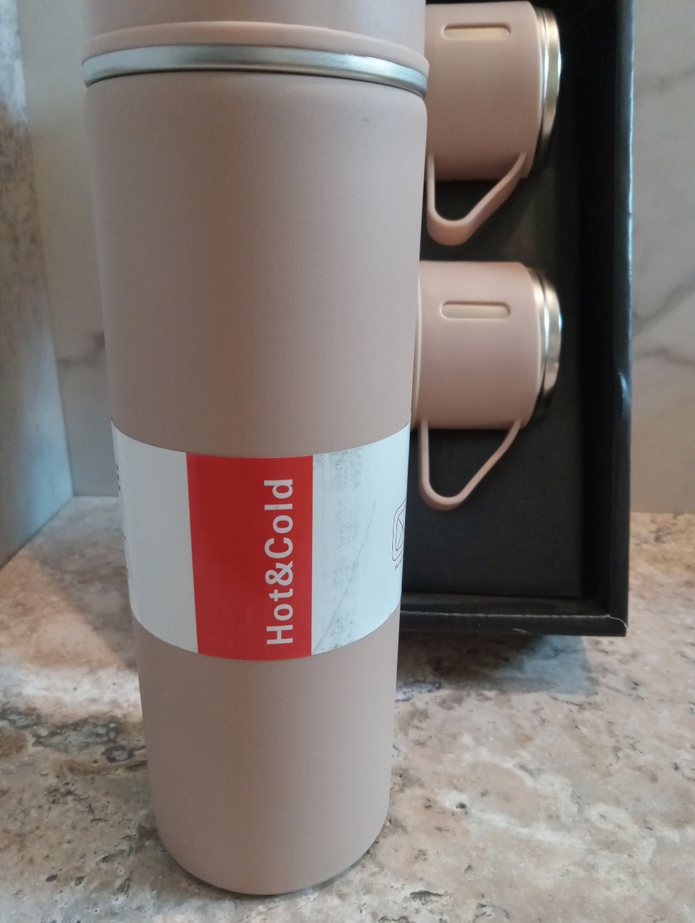 500ml Vacuum Bottle Set – Blush Pink Insulated Thermos with Three Cups Brand New - Picture 2 of 4